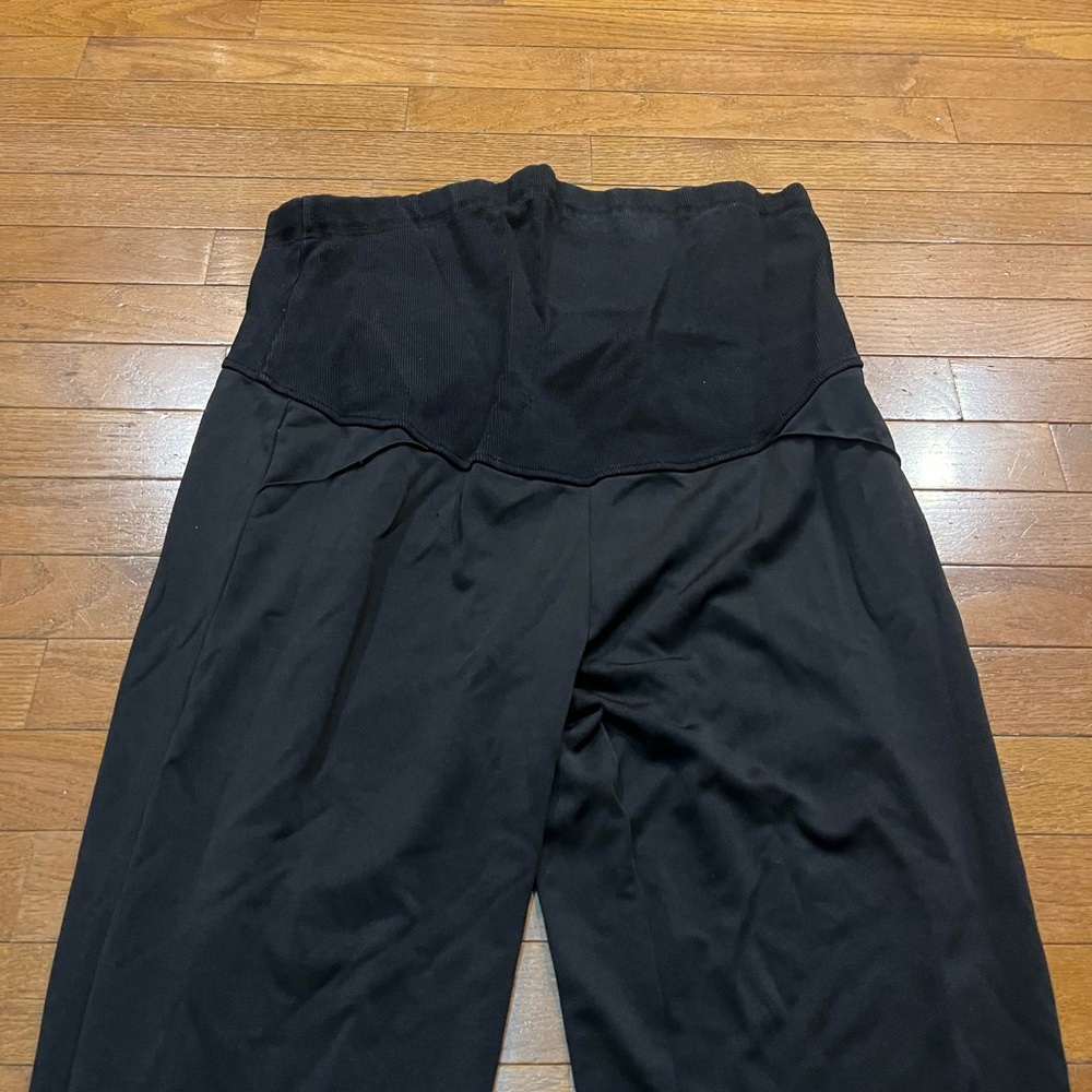 Soft Maternity Black Wide Leg Pants with High-Waisted Design